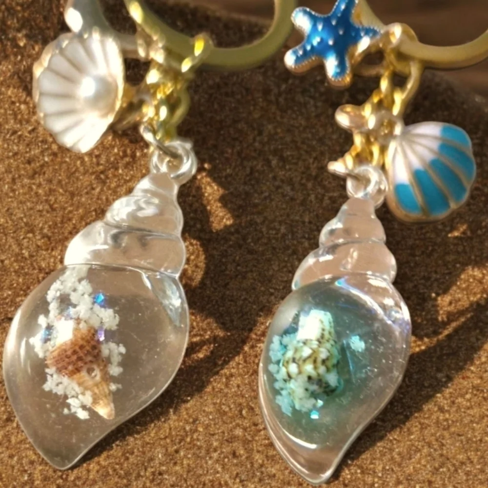 2 'Piece Of The Sea' Seashell Keychains NWT